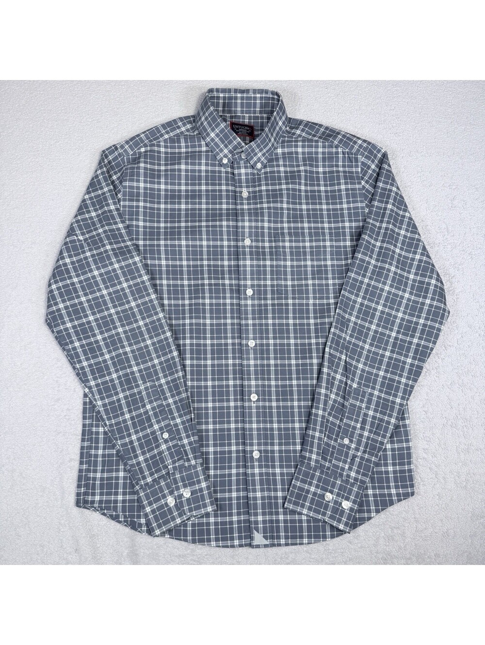 UNTUCKit Shirt Mens Medium Blue Plaid Long Sleeve Button Down Performance Tayson